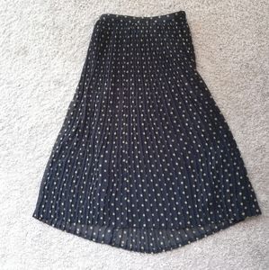Beautiful Navy Polka Dot Pleated Maxi Skirt